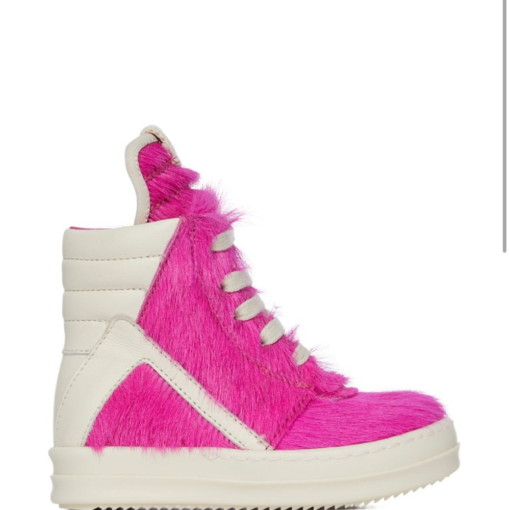Rick Owens Pink and White Kids Sneakers